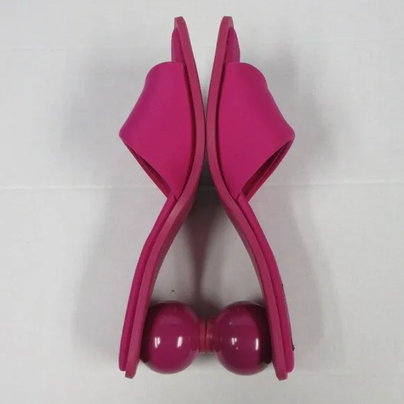 BAR III Cayymen Ball Heel Sandals Womens Sz 9.5 Fuchsia Pink Square Slide Shoes