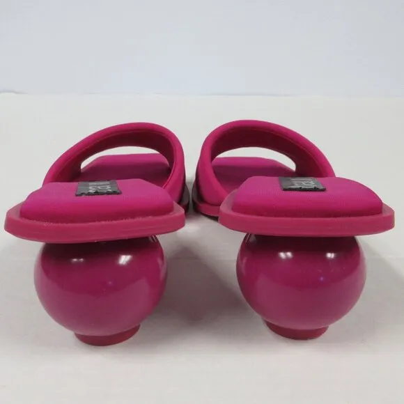 BAR III Cayymen Ball Heel Sandals Womens Sz 9.5 Fuchsia Pink Square Slide Shoes