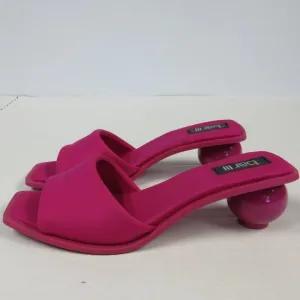 BAR III Cayymen Ball Heel Sandals Womens Sz 9.5 Fuchsia Pink Square Slide Shoes
