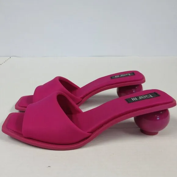 BAR III Cayymen Ball Heel Sandals Womens Sz 9.5 Fuchsia Pink Square Slide Shoes