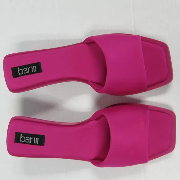 BAR III Cayymen Ball Heel Sandals Womens Sz 9.5 Fuchsia Pink Square Slide Shoes
