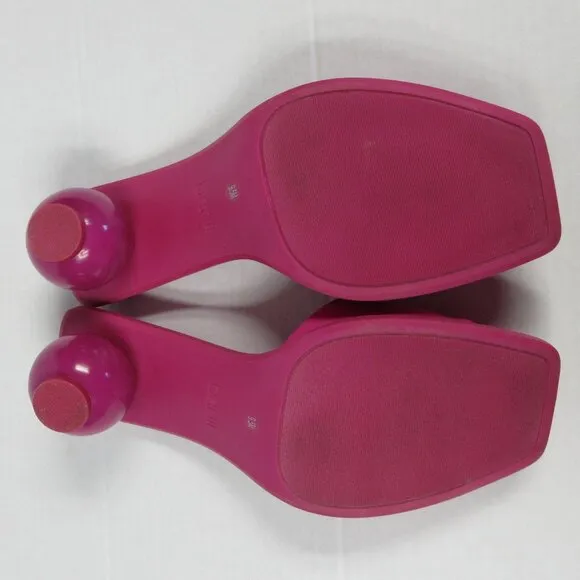 BAR III Cayymen Ball Heel Sandals Womens Sz 9.5 Fuchsia Pink Square Slide Shoes