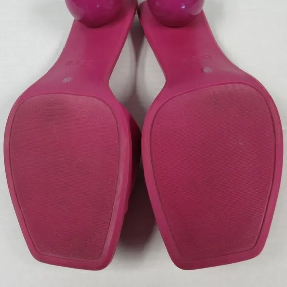 BAR III Cayymen Ball Heel Sandals Womens Sz 9.5 Fuchsia Pink Square Slide Shoes