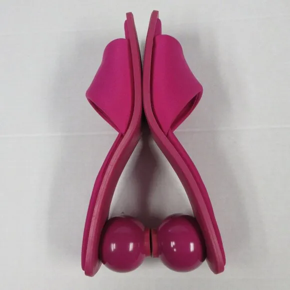 BAR III Cayymen Ball Heel Sandals Womens Sz 9.5 Fuchsia Pink Square Slide Shoes