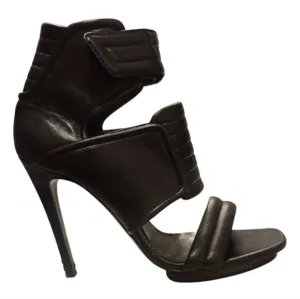 BARBARA BUI | Black Leather Strap Sandals in Size EU 39 / US 9