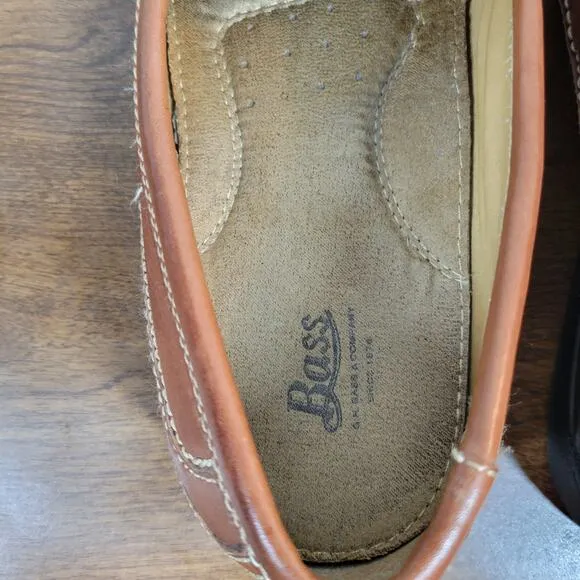 Bass Mens Arnold Dress Shoes 9 Brown Woven Leather Tassels Slip On Loafers