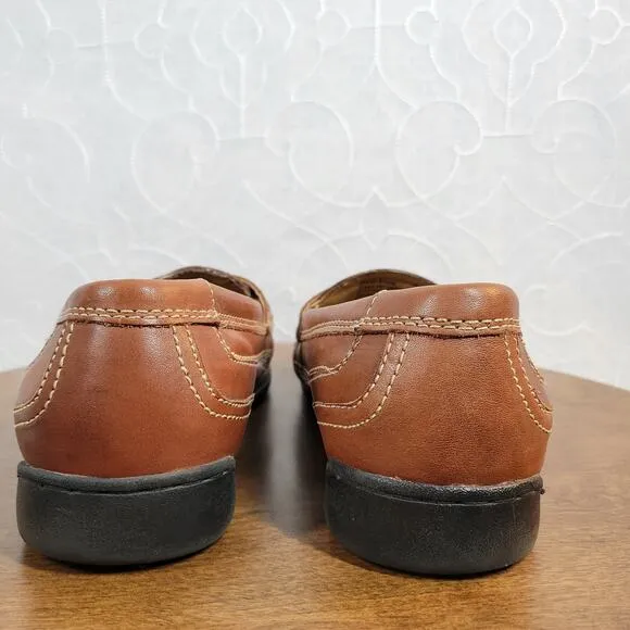 Bass Mens Arnold Dress Shoes 9 Brown Woven Leather Tassels Slip On Loafers