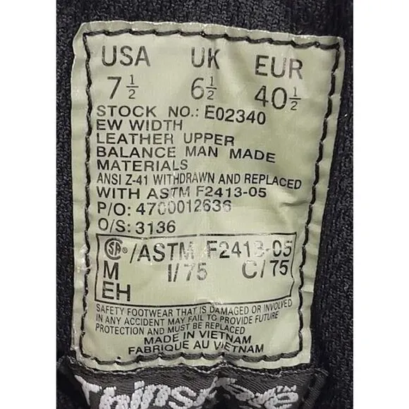 Bates Men's F2413-05 Black Size 7.5 Thinsulate Combat Steel Toe Boots NWTS AS/IS