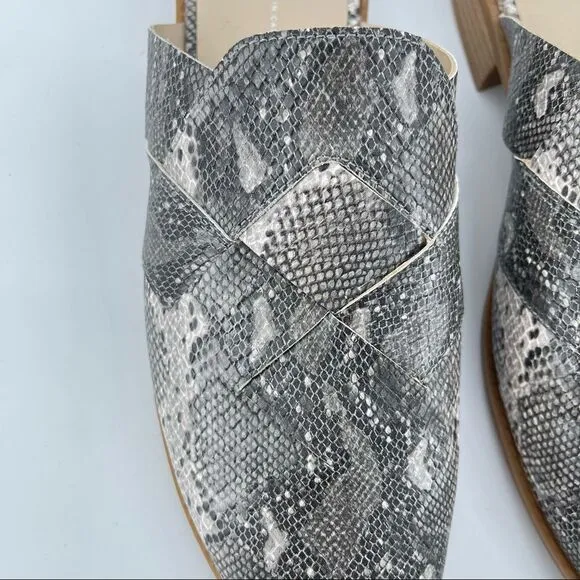 BC Assertive Women’s Snakeskin Vegan Leather Slip On Low Heel Mules Size 9.5