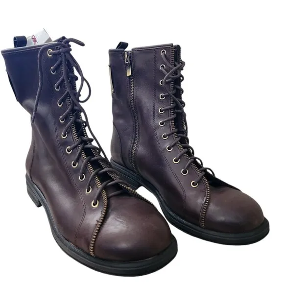 BCBGeneration Women's Eloise Brown Leather Combat Boots Size 10