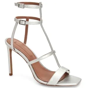 BCBGMAXAZRIA | Dull Silver Dual-Buckle Iliana Talisman Leather Sandals size 8.5