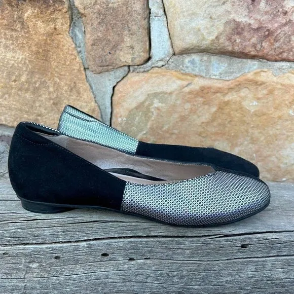 Beautifeel Amanda Suede Leather Flats in Pewter Pixel  and Black Suede Size 38/7