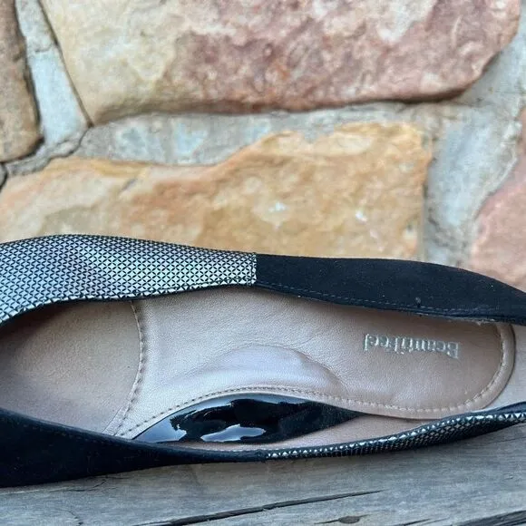 Beautifeel Amanda Suede Leather Flats in Pewter Pixel  and Black Suede Size 38/7