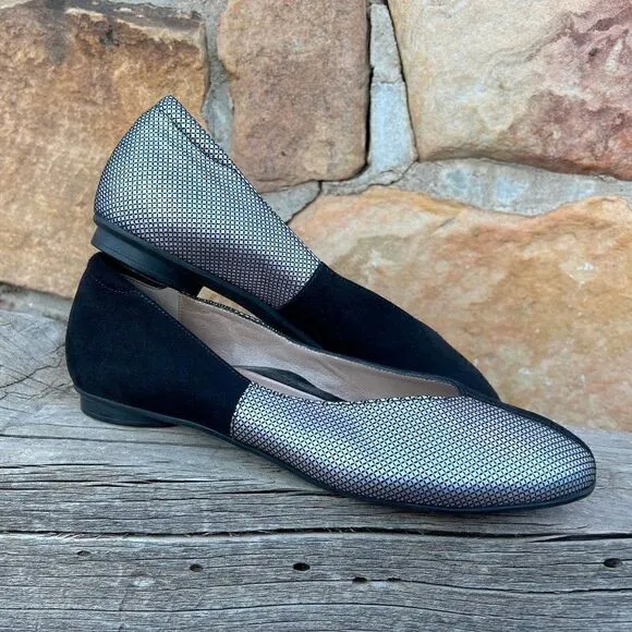 Beautifeel Amanda Suede Leather Flats in Pewter Pixel  and Black Suede Size 38/7