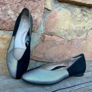 Beautifeel Amanda Suede Leather Flats in Pewter Pixel  and Black Suede Size 38/7