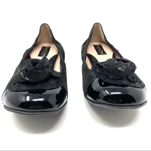 Beautifeel Ivana black patent suede combo ballet flats