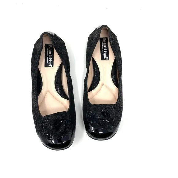 Beautifeel Ivana black patent suede combo ballet flats