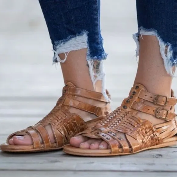 Bed Stu Claire Tan Leather Gladiator Sandals