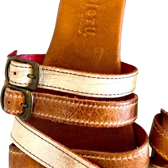 Bed Stu Hilda Rustic Leather Strap Buckle Sandals Size 6