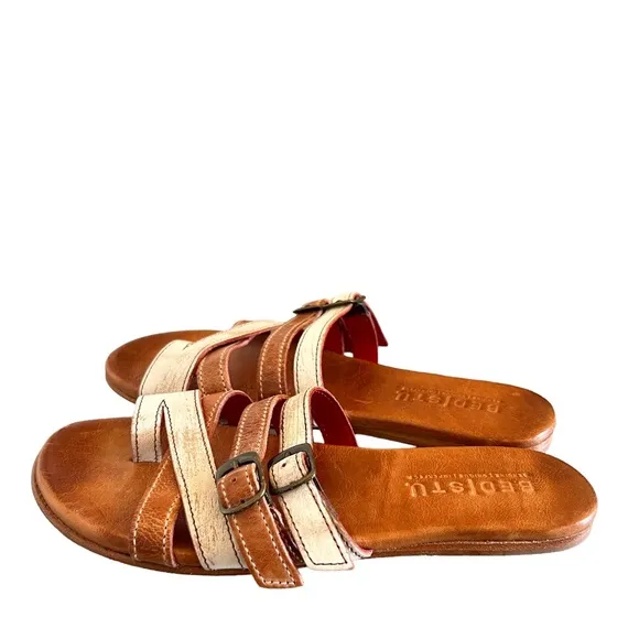 Bed Stu Hilda Rustic Leather Strap Buckle Sandals Size 6