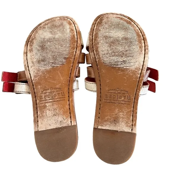 Bed Stu Hilda Rustic Leather Strap Buckle Sandals Size 6