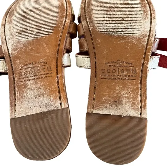 Bed Stu Hilda Rustic Leather Strap Buckle Sandals Size 6