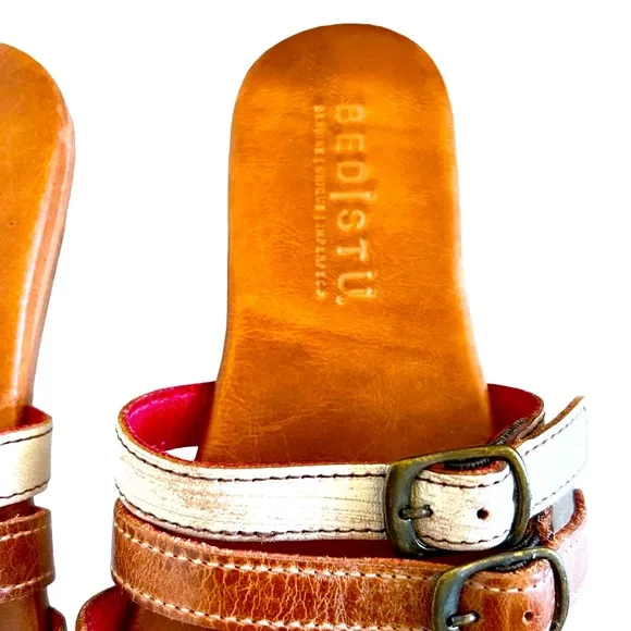 Bed Stu Hilda Rustic Leather Strap Buckle Sandals Size 6