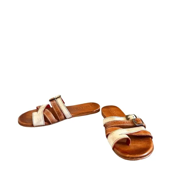 Bed Stu Hilda Rustic Leather Strap Buckle Sandals Size 6