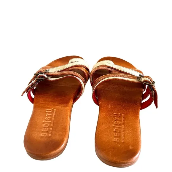Bed Stu Hilda Rustic Leather Strap Buckle Sandals Size 6