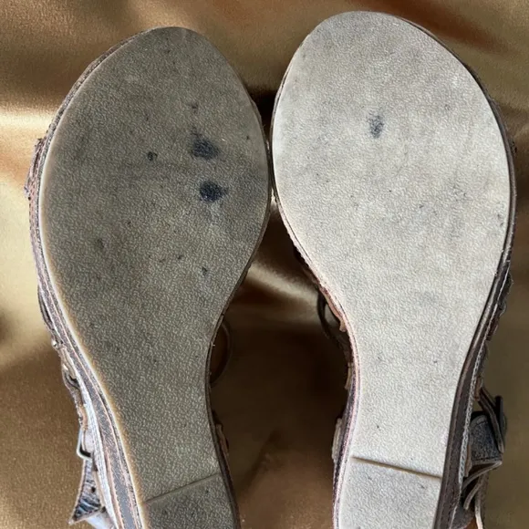 Bed Stu Juliana Wooden Wedge Platform Sandals 9.5