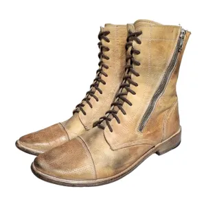Bed Stu Sabre Combat Boots Antiqued Tan Rustic Distressed Leather Size 8.5