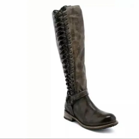 Bed Stu Burnley Taupe Knee High Combat Boots NEW