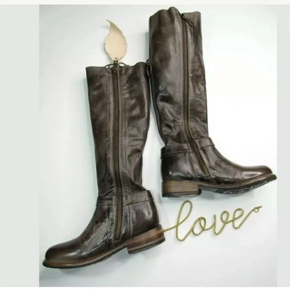Bed Stu Burnley Taupe Knee High Combat Boots NEW