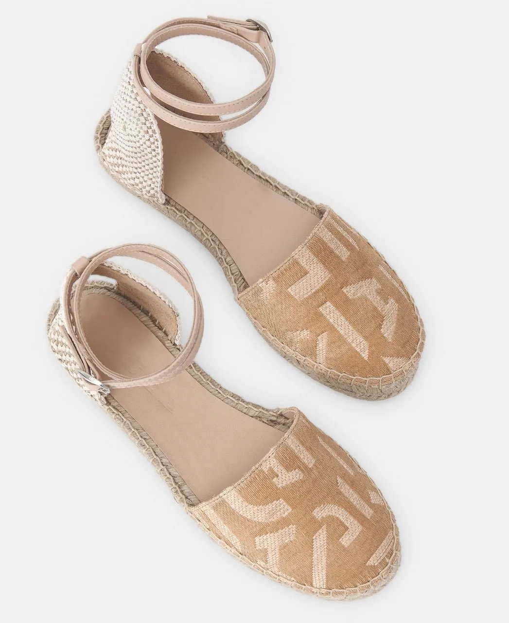 Beige Flat Espadrilles With Logo