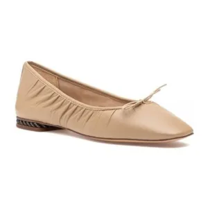 Beige Sam Edelman Leather Square Toe Bow Ballet Flats (NWT)