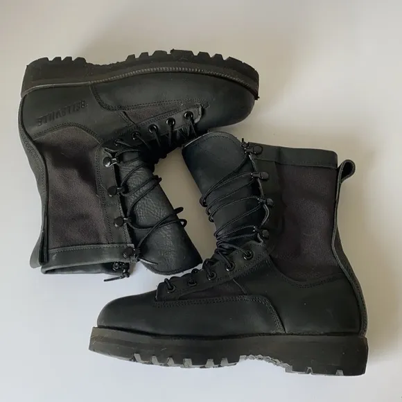 Belleville Black Combat Tactical Canvas/Leather Boots Size 5.5 Wide