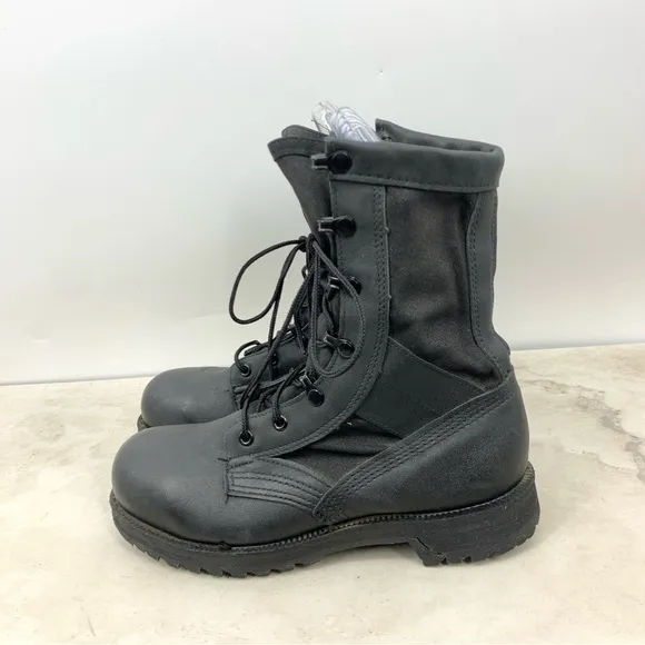 Belleville Boots Men Size 6 Black Leather Shoes Combat Military Steel Toe Vibram