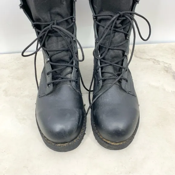Belleville Boots Men Size 6 Black Leather Shoes Combat Military Steel Toe Vibram