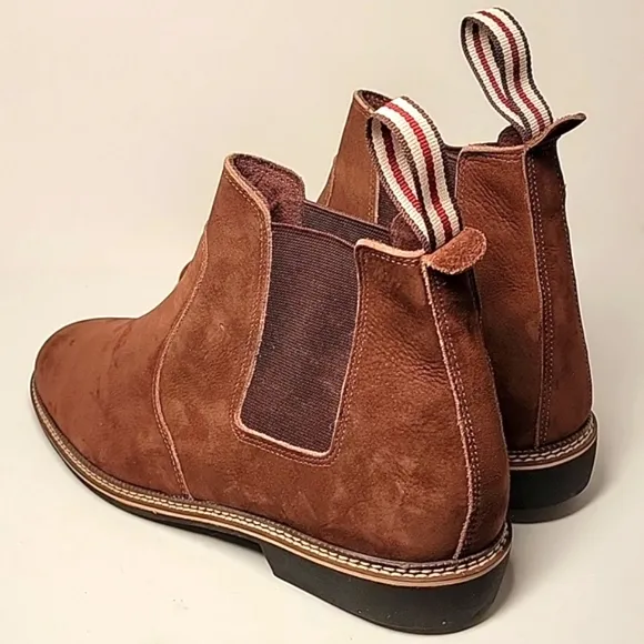 Bernard De Wulf Boots Chelsea Ankle Heel Brown Nubuck Suede Pull-On 43