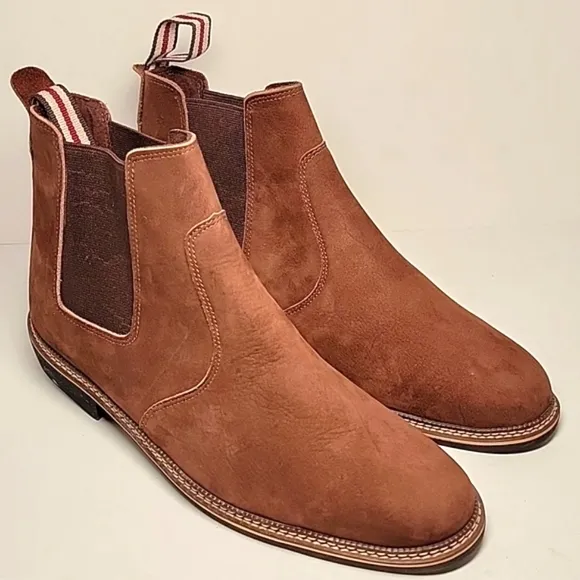 Bernard De Wulf Boots Chelsea Ankle Heel Brown Nubuck Suede Pull-On 43