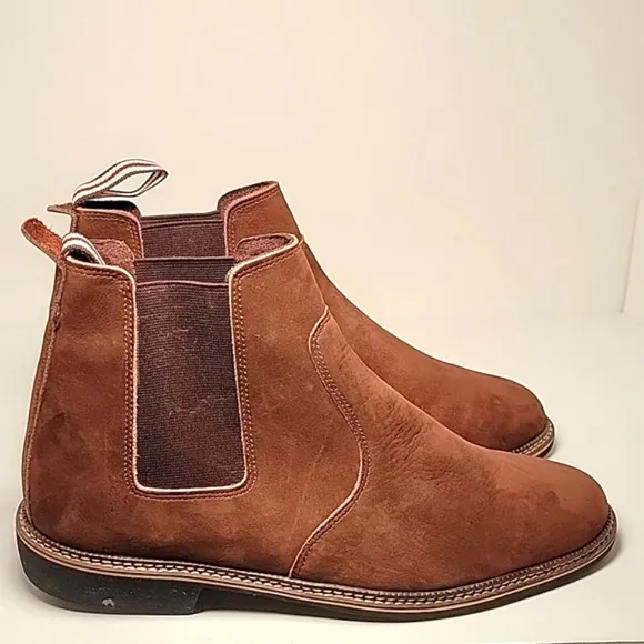 Bernard De Wulf Boots Chelsea Ankle Heel Brown Nubuck Suede Pull-On 43