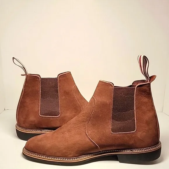 Bernard De Wulf Boots Chelsea Ankle Heel Brown Nubuck Suede Pull-On 43