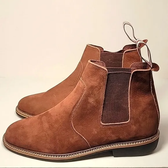 Bernard De Wulf Boots Chelsea Ankle Heel Brown Nubuck Suede Pull-On 43