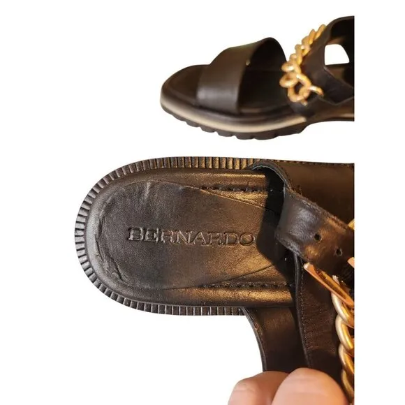 Bernardo Sorrena Lug Heel Sandals Open Toe Ankle Strap Women's Size 9.5