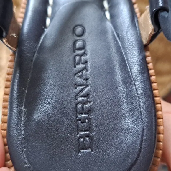 Bernardo Women's Navy Wedge Strap Heels Leather/Cork‎ Size 7.5 NWOT