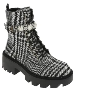 Betsey Johnson Black and White Combat Boots