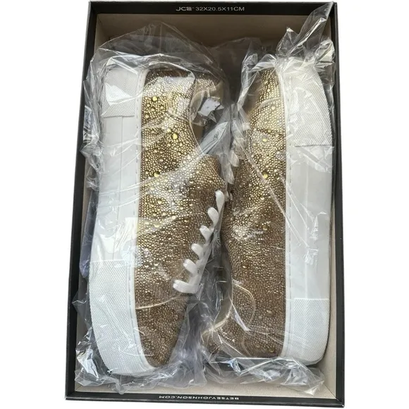 Betsey Johnson Sb-Sidny Gold Embellished Dressy Sneakers Size 9.5 NEW