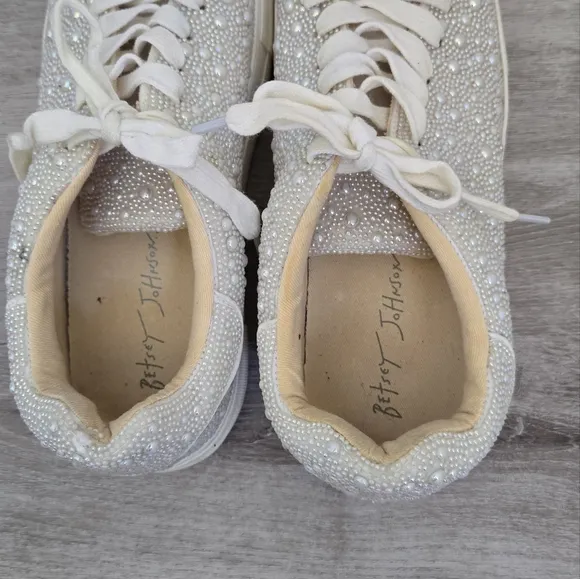Betsey Johnson Sidny Ivory Pearl Sneakers