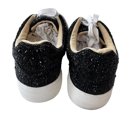 Betsey Johnson Sidny Rhinestone Platform Sneaker Black Size 7.5 NWT