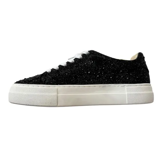 Betsey Johnson Sidny Rhinestone Platform Sneaker Black Size 7.5 NWT